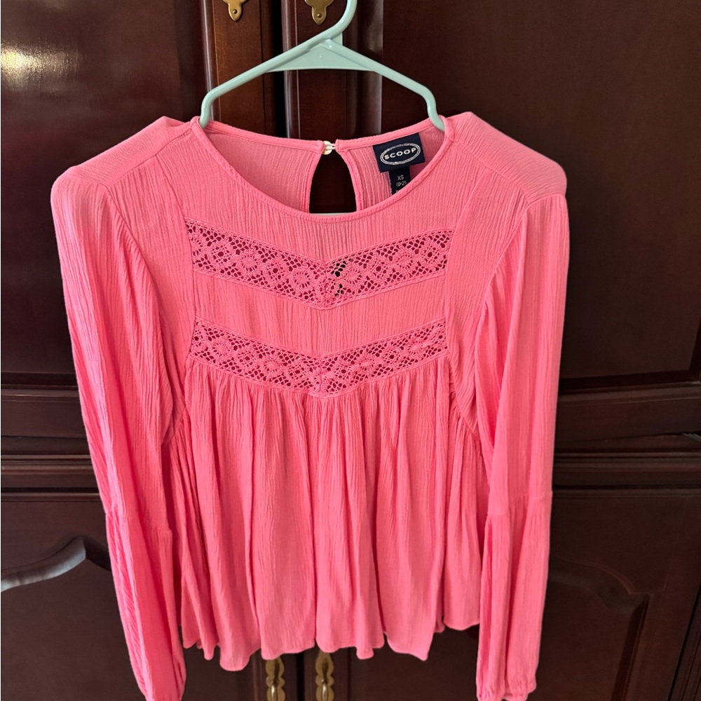 Pink Lace Detail Women's Top